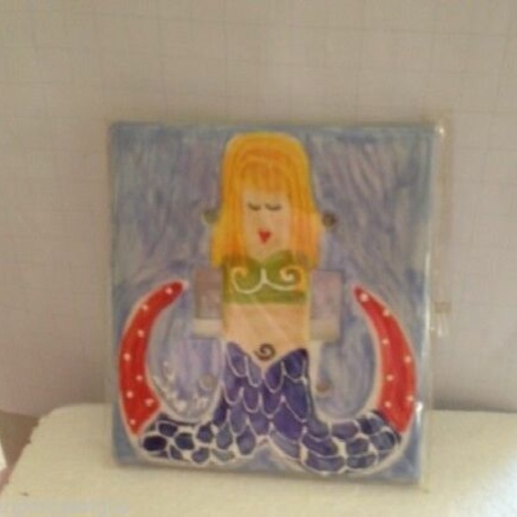 Mermaid Double Switch Plate Cover Handmade Beach - Picture 1 of 2